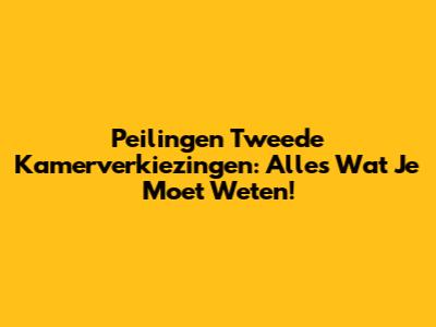Peilingen Tweede Kamerverkiezingen: Alles Wat Je Moet Weten!