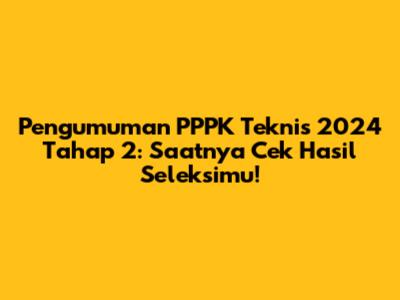 Pengumuman PPPK Teknis 2024 Tahap 2: Saatnya Cek Hasil Seleksimu!