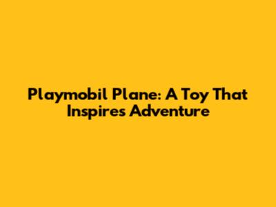 Playmobil Plane: A Toy That Inspires Adventure