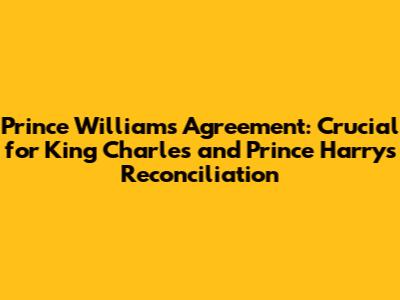 Prince William's Agreement: Crucial for King Charles and Prince Harry's Reconciliation