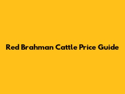 Red Brahman Cattle Price Guide