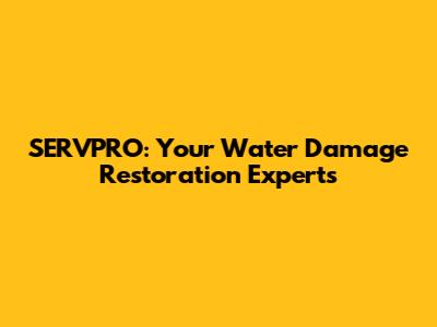 SERVPRO: Your Water Damage Restoration Experts