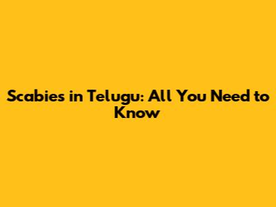 Scabies in Telugu: All You Need to Know