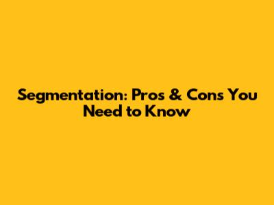 Segmentation: Pros & Cons You Need to Know
