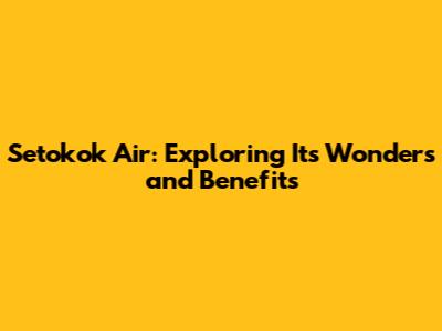Setokok Air: Exploring Its Wonders and Benefits