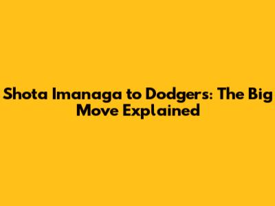 Shota Imanaga to Dodgers: The Big Move Explained