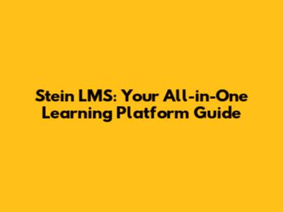Stein LMS: Your All-in-One Learning Platform Guide