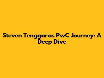 Steven Tenggara's PwC Journey: A Deep Dive