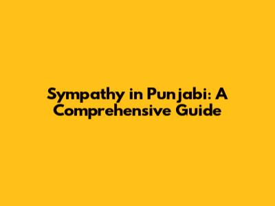 Sympathy in Punjabi: A Comprehensive Guide