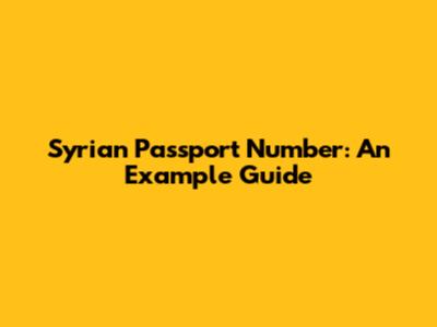 Syrian Passport Number: An Example Guide