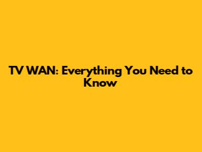 TV WAN: Everything You Need to Know