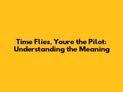 Time Flies, You're the Pilot: Understanding the Meaning