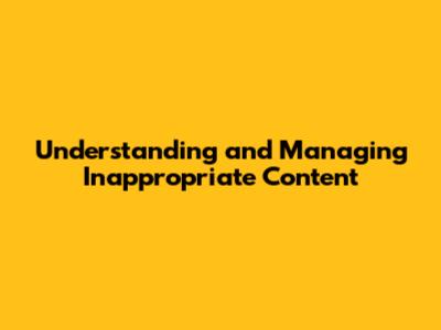 Understanding and Managing Inappropriate Content