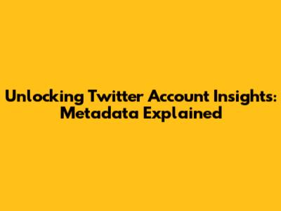 Unlocking Twitter Account Insights: Metadata Explained