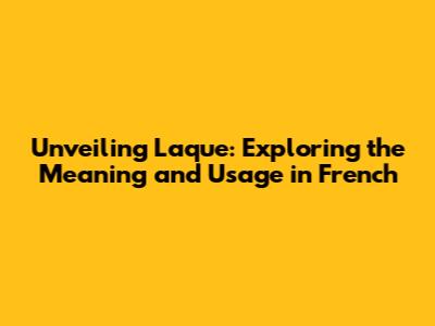 Unveiling 'Laque': Exploring the Meaning and Usage in French
