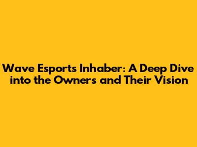 Wave Esports Inhaber: A Deep Dive into the Owners and Their Vision