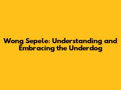 Wong Sepele: Understanding and Embracing the Underdog