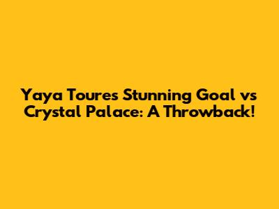 Yaya Toure's Stunning Goal vs Crystal Palace: A Throwback!