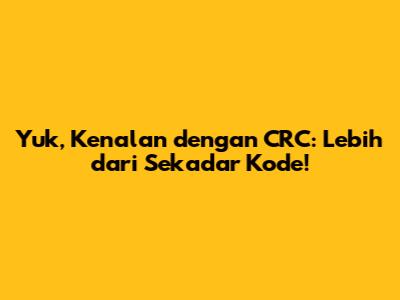 Yuk, Kenalan dengan CRC: Lebih dari Sekadar Kode!